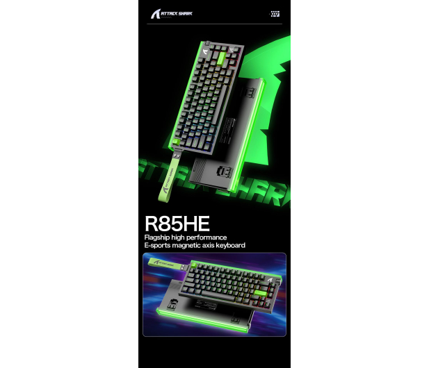 Attack Shark R85 HE Rapid Trigger 8kHz/256kHz neonowa zieleń/czarna - 1472696 - zdjęcie 6